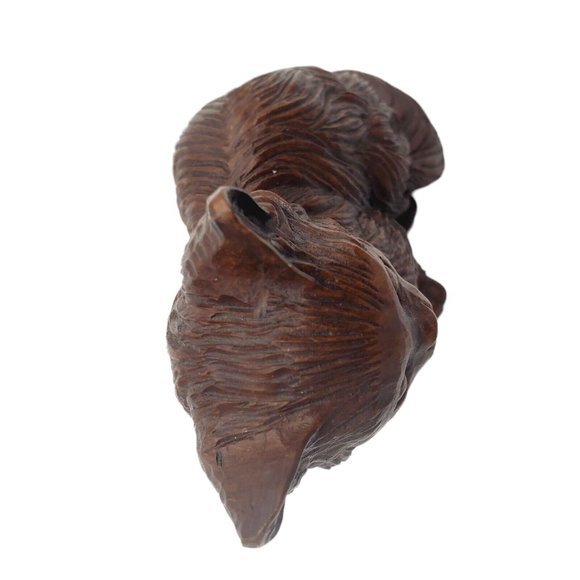 VTG 1992 Red Mill Carved Wood‎ Pecan Shells Cat Statue Figurine Folk Art Kitty - Picture 6 of 8